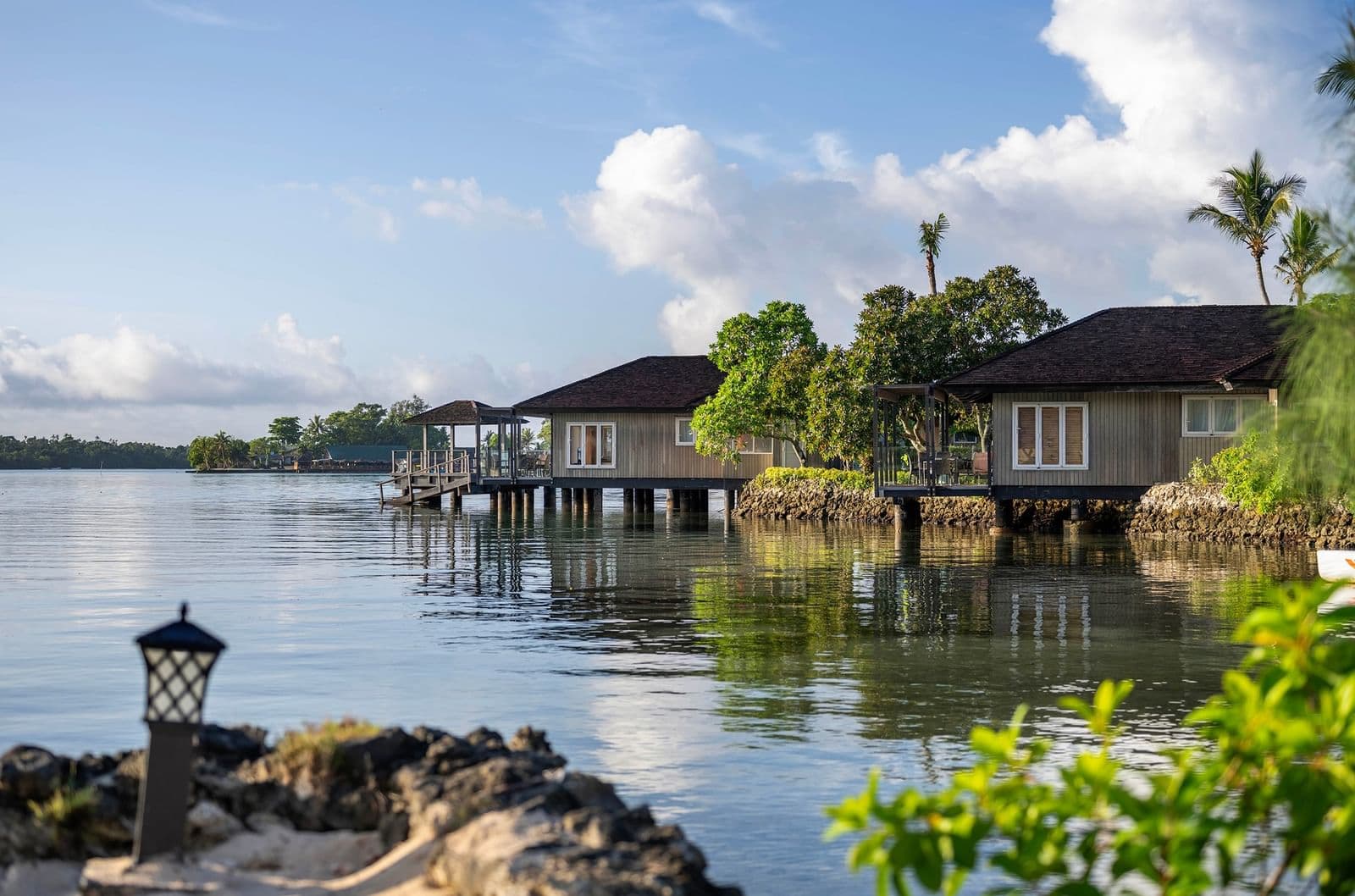 Overwater villas on Erakor Lagoon at Warwick Le Lagon, Vanuatu